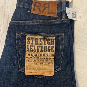 New With Tags Ralph Lauren Double RL RRL Stretch Selvedge Jeans 28x34